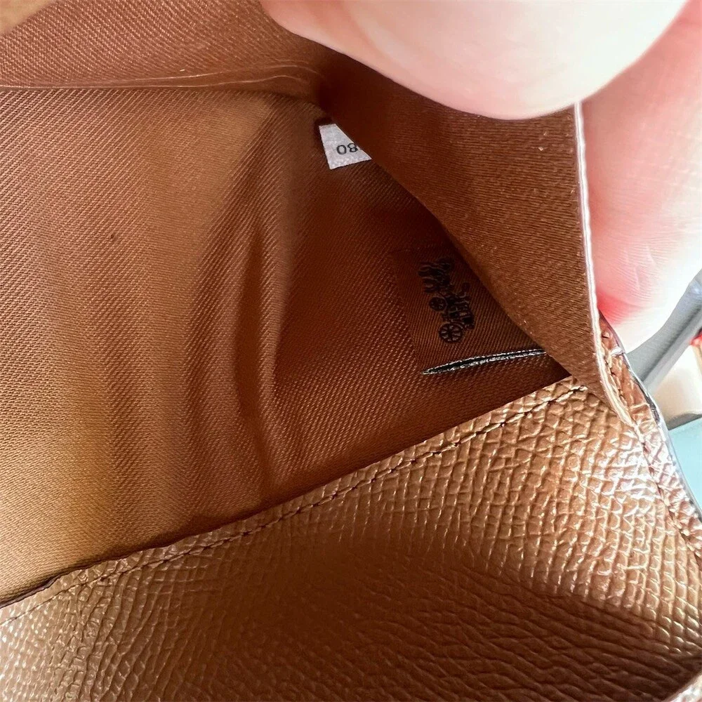 COACH Slim Long Bifold Snap Leather Wallet Tan/Taupe w Gold Hardware AUTHENTIC - Picture 6 of 6